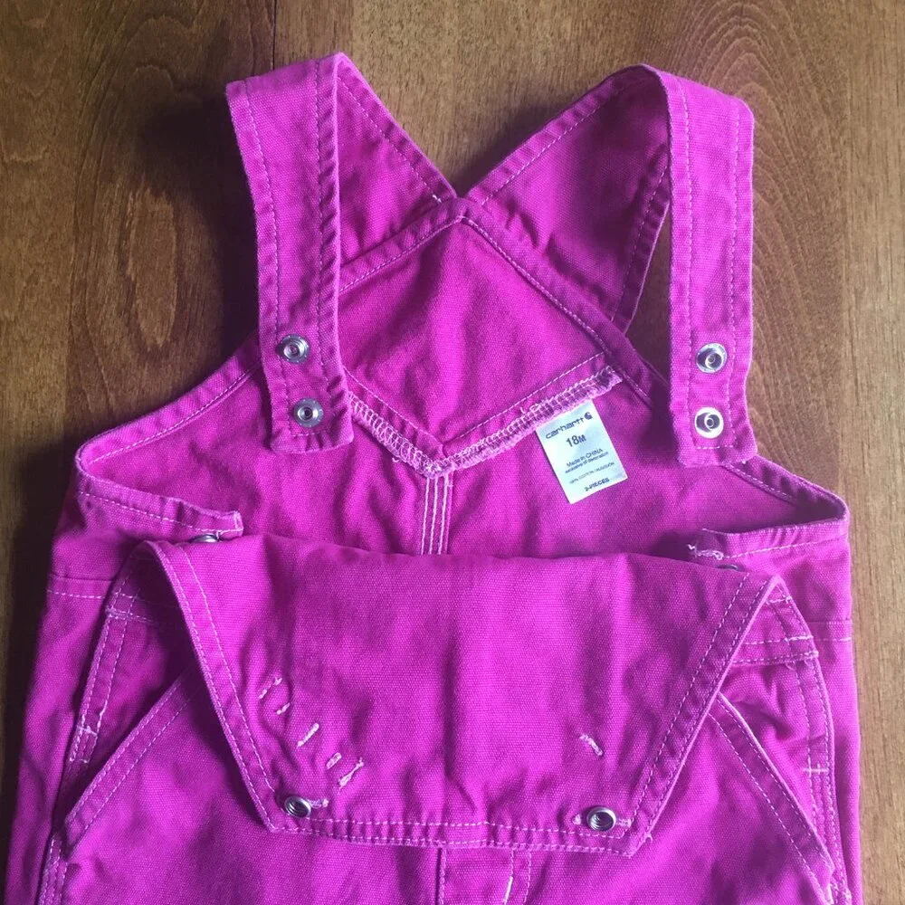 Carhartt pink embroidered overalls 18m